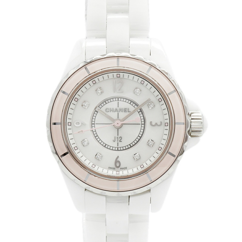 Chanel J12 8P Diamond H4466 White Dial Women's Watch